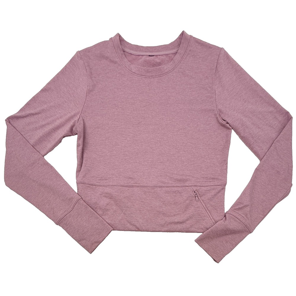 Womens Cropped Athletic Top Pink Long Sleeve‎ Stretch Workout Modetta Very Soft